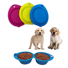 Cargar imagen en el visor de la galería, Petioto - Doble bebedero/comedero de silicona plegable y portátil para perros - Capacidad para 1L - Libre de BPA